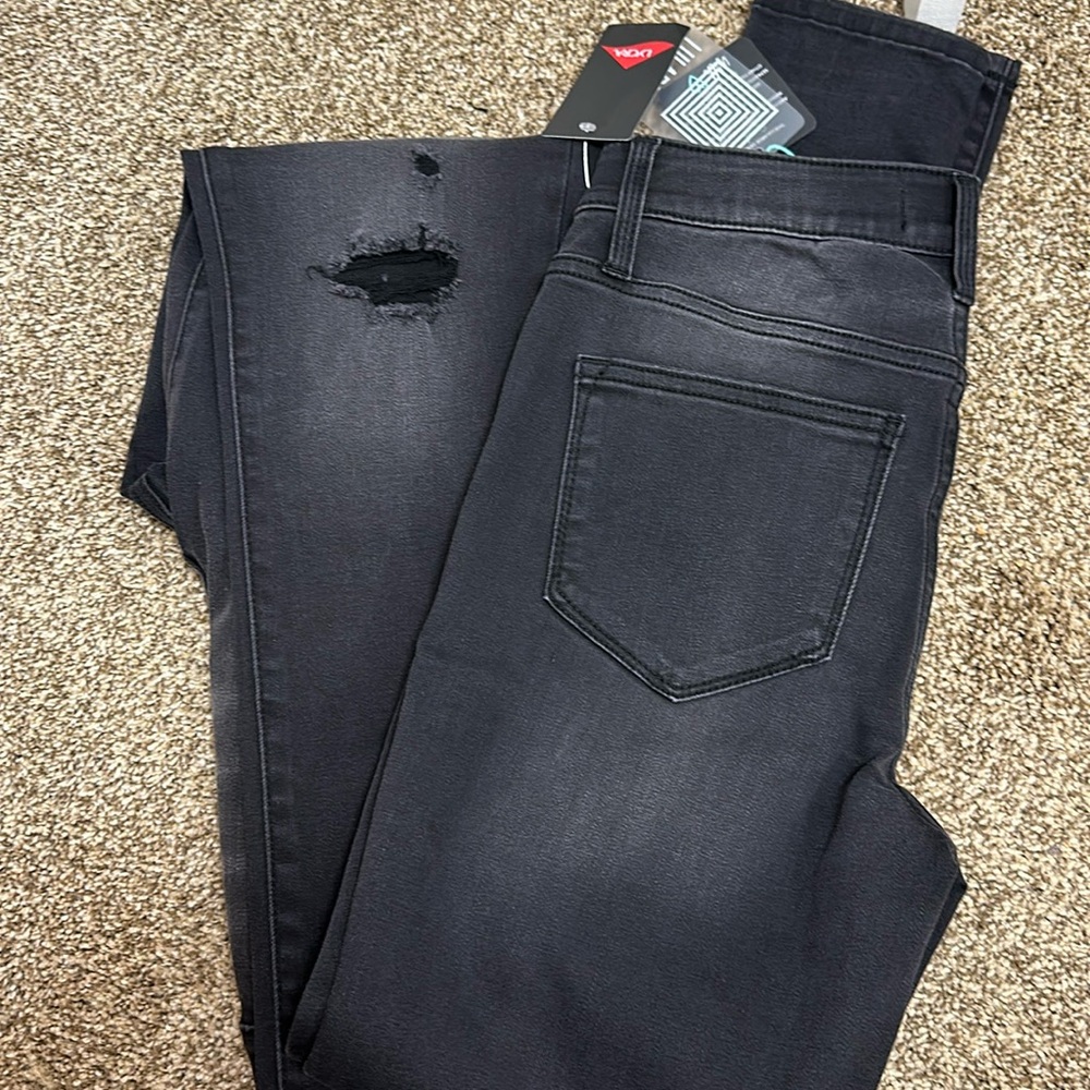 Charcoal distressed skinny jeans